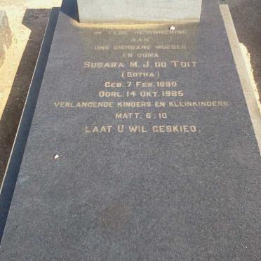 TOIT Susara M.J., du nee BOTHA 1890-1985