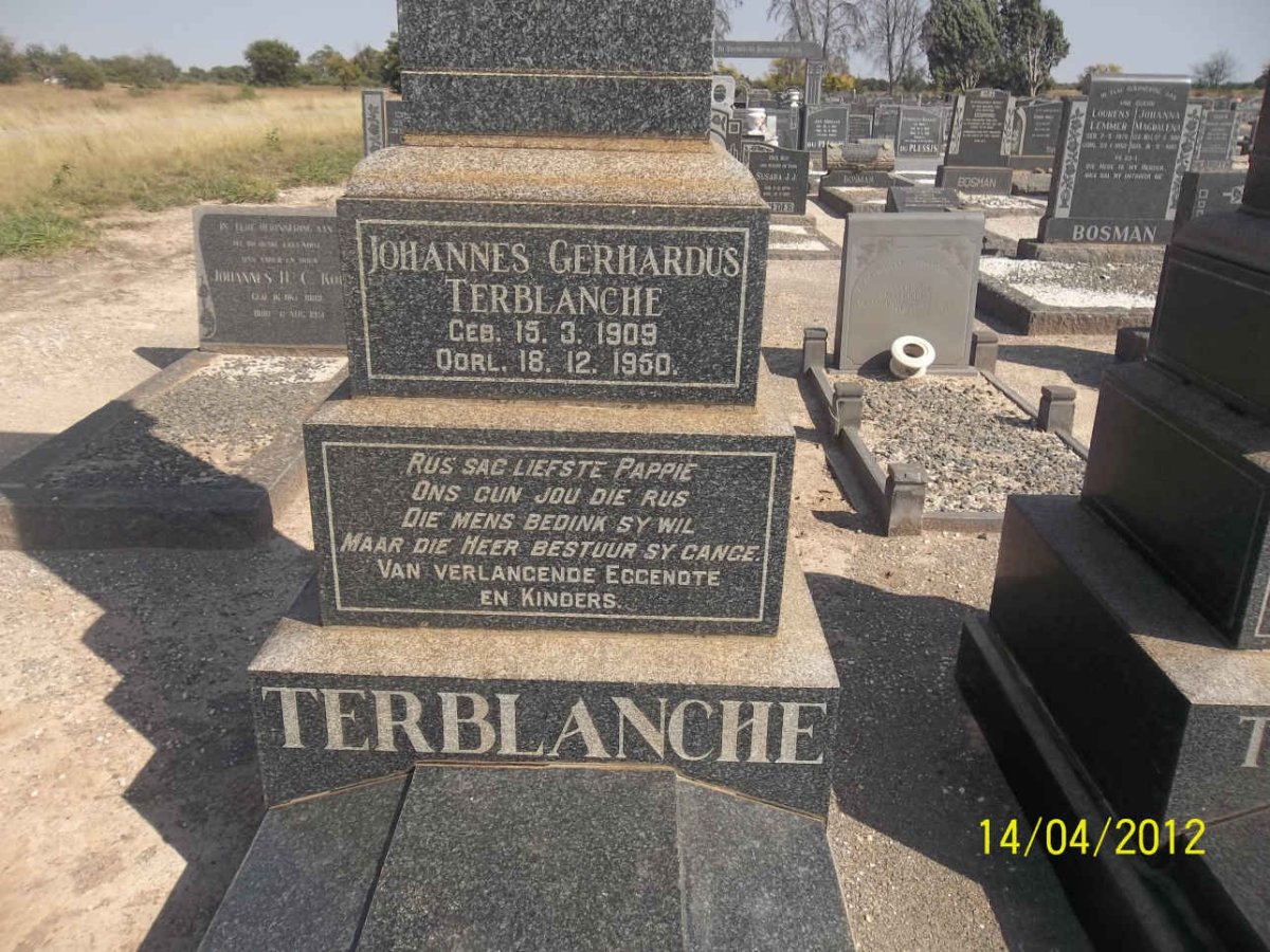 TERBLANCHE Johannes Gerhardus 1909-1950