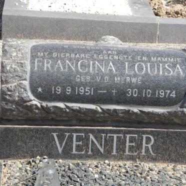 VENTER Francina Louisa nee VAN DER MERWE 1951-1974
