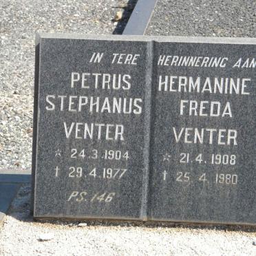 VENTER Petrus Stephanus 1904-1977 &amp; Hermanine Freda 1908-1980