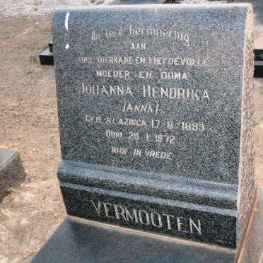 VERMOOTEN Johanna Hendrika nee KLAZINGA 1899-1972