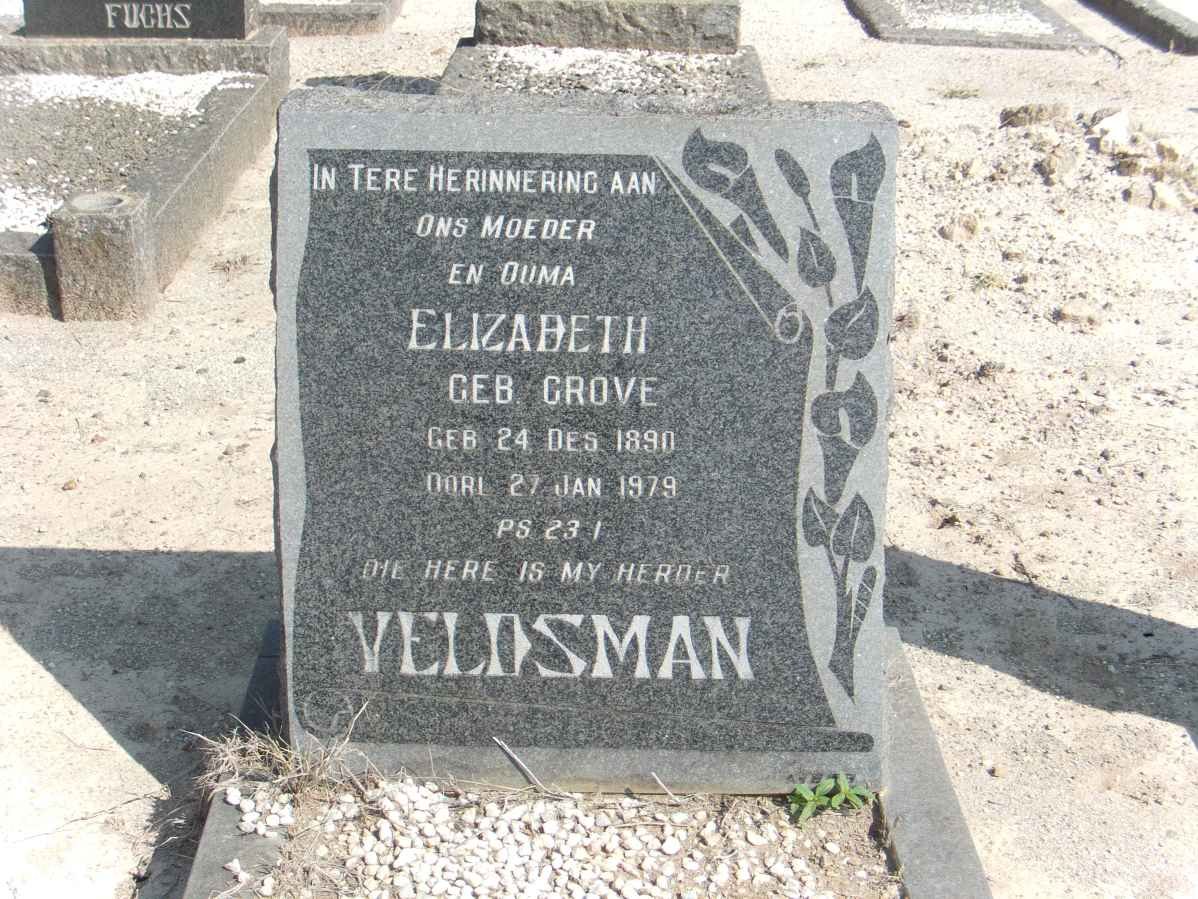VELDSMAN Elizabeth nee GROVE 1890-1979