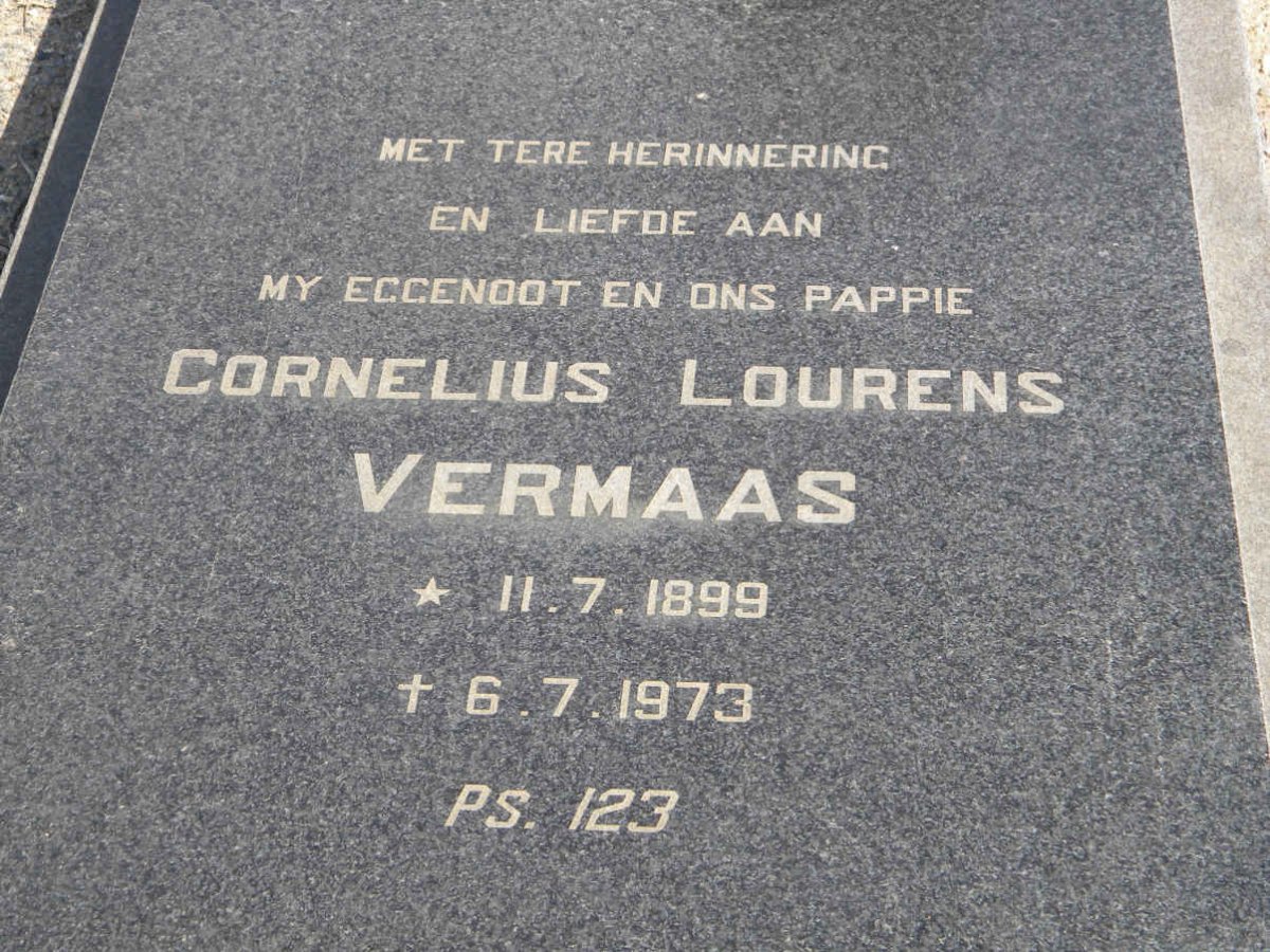 VERMAAS Cornelius Lourens 1899-1973