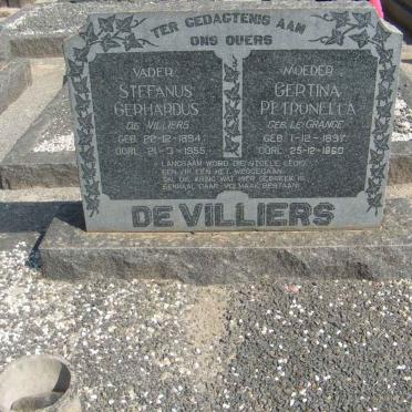 VILLIERS Stefanus Gerhardus, de 1894-1955 &amp; Gertina Petronella LE GRANGE 1897-1960