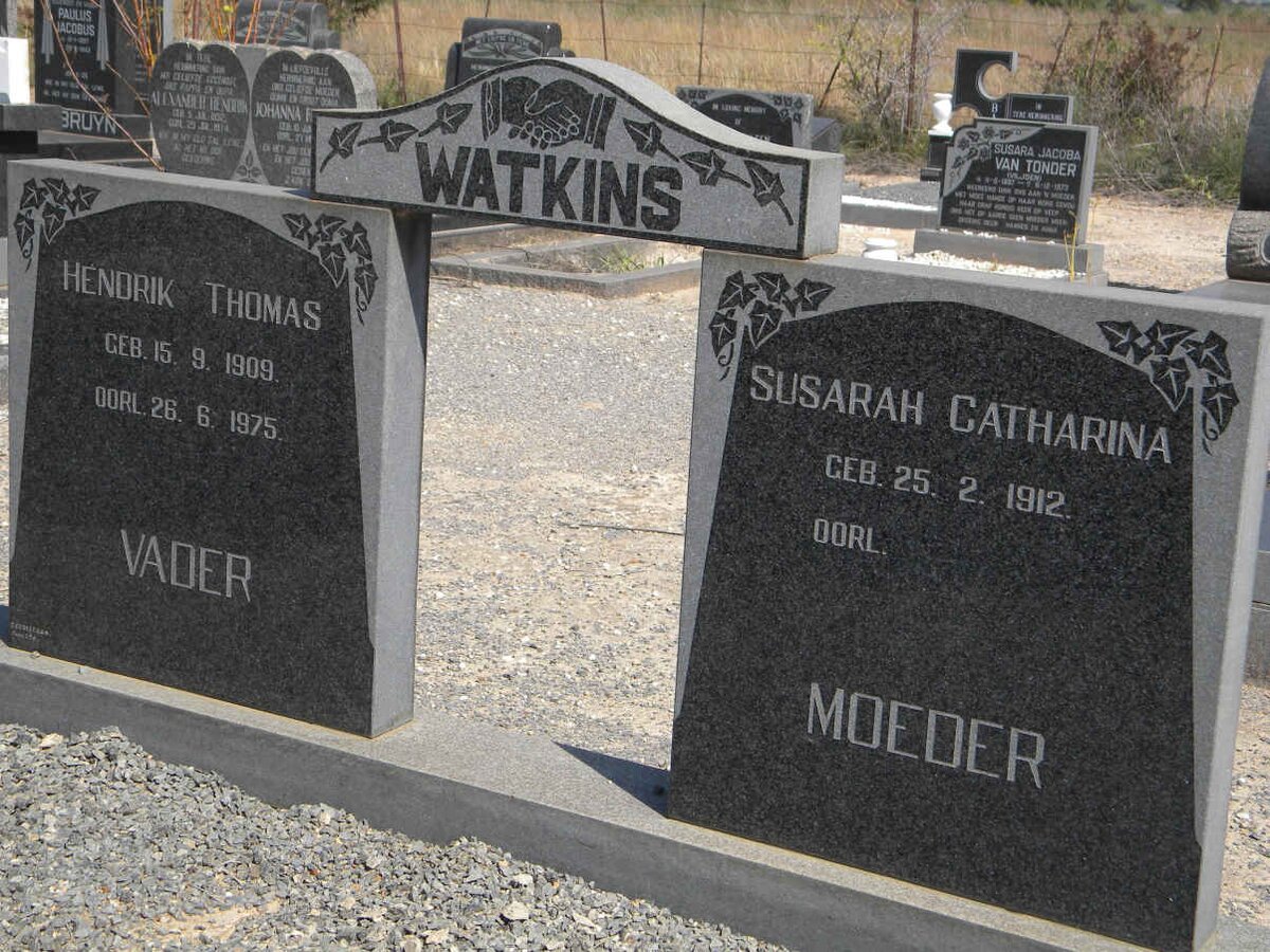 WATKINS Hendrik Thomas 1909-1975 &amp; Susarah Catharina 1912-