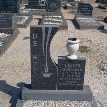 WET Hester Susanna, de 1923-1990