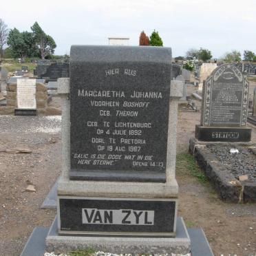 ZYL Margaretha Johanna, van formerly BOSHOFF nee THERON 1892-1967