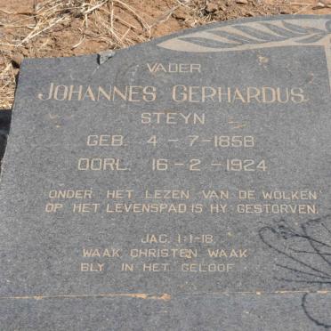 STEYN Johannes Gerhardus 1858-1924 &amp; Anna Elizabeth V.D. BERG 1865-1957