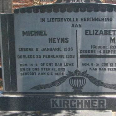 KIRCHNER Michiel Heyns 1935-1998 &amp; Elizabeth Maria ROODE 1938-