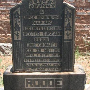 ROODE Hester Susanna nee CRONJE 1881-1932