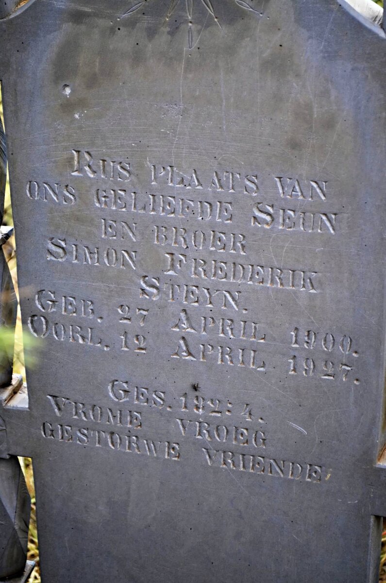 STEYN Simon Frederick 1900-1927
