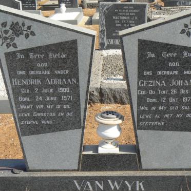 WYK Hendrik Adriaan, van 1900-1971 &amp; Gezina Johanna DU TOIT 1900-1971