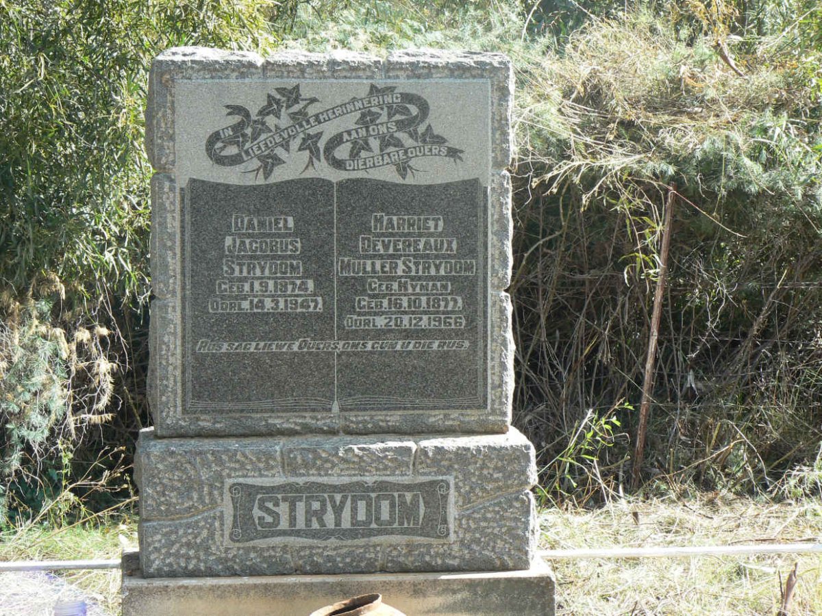 STRYDOM Daniel Jacobus 1874-1947 &amp; Harriet Devereaux Muller HYMAN 1877-1966