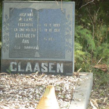CLAASEN Elizabeth Ann nee HAMMAN 1893-1931