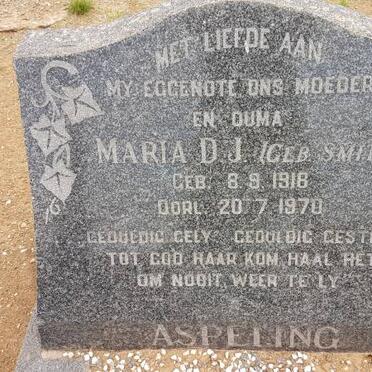 ASPELING Maria D.J. nee SMIT 1918-1970