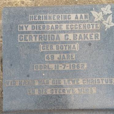 BAKER Gertruida C. nee BOTHA -1952
