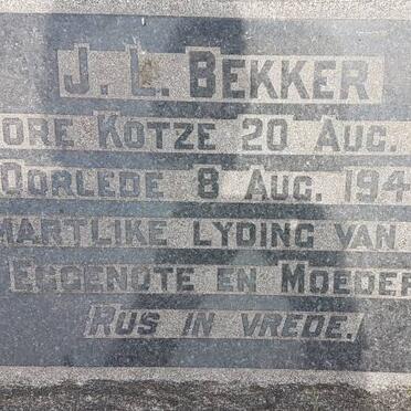 BEKKER J.L. nee KOTZE 1877-1947