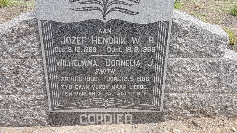CORDIER Jozef Hendrik W.R. 1889-1966 &amp; Wilhelmina Cornelia J. SMITH 1906-1986