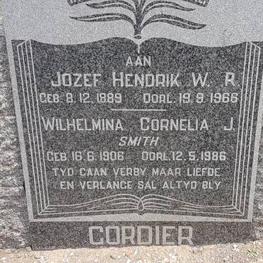 CORDIER Jozef Hendrik W.R. 1889-1966 &amp; Wilhelmina Cornelia J. SMITH 1906-1986