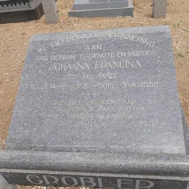 GROBLER Johanna Francina nee VAN AARDE 1905-1956