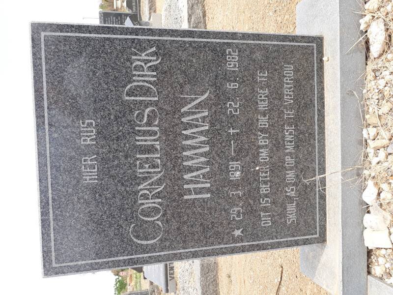 HAMMAN Cornelius Dirk 1891-1982