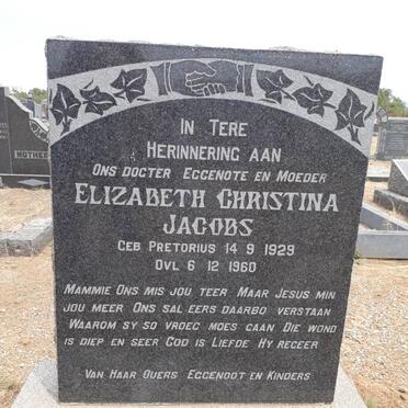 JACOBS Elizabeth Christina nee PRETORIUS 1929-1960