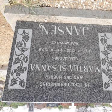 JANSEN Martha Susanna nee JACOBS 1905-1979
