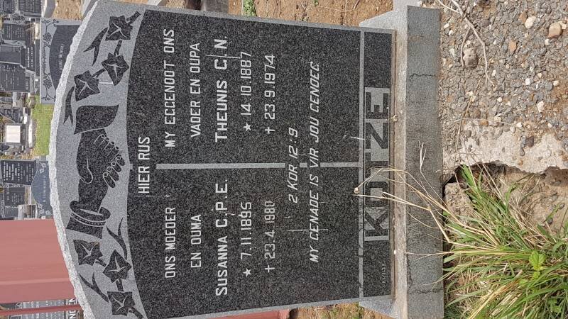 KOTZE Theunis G.N. 1887-1974 &amp; Susanna C.P.E. 1895-1980