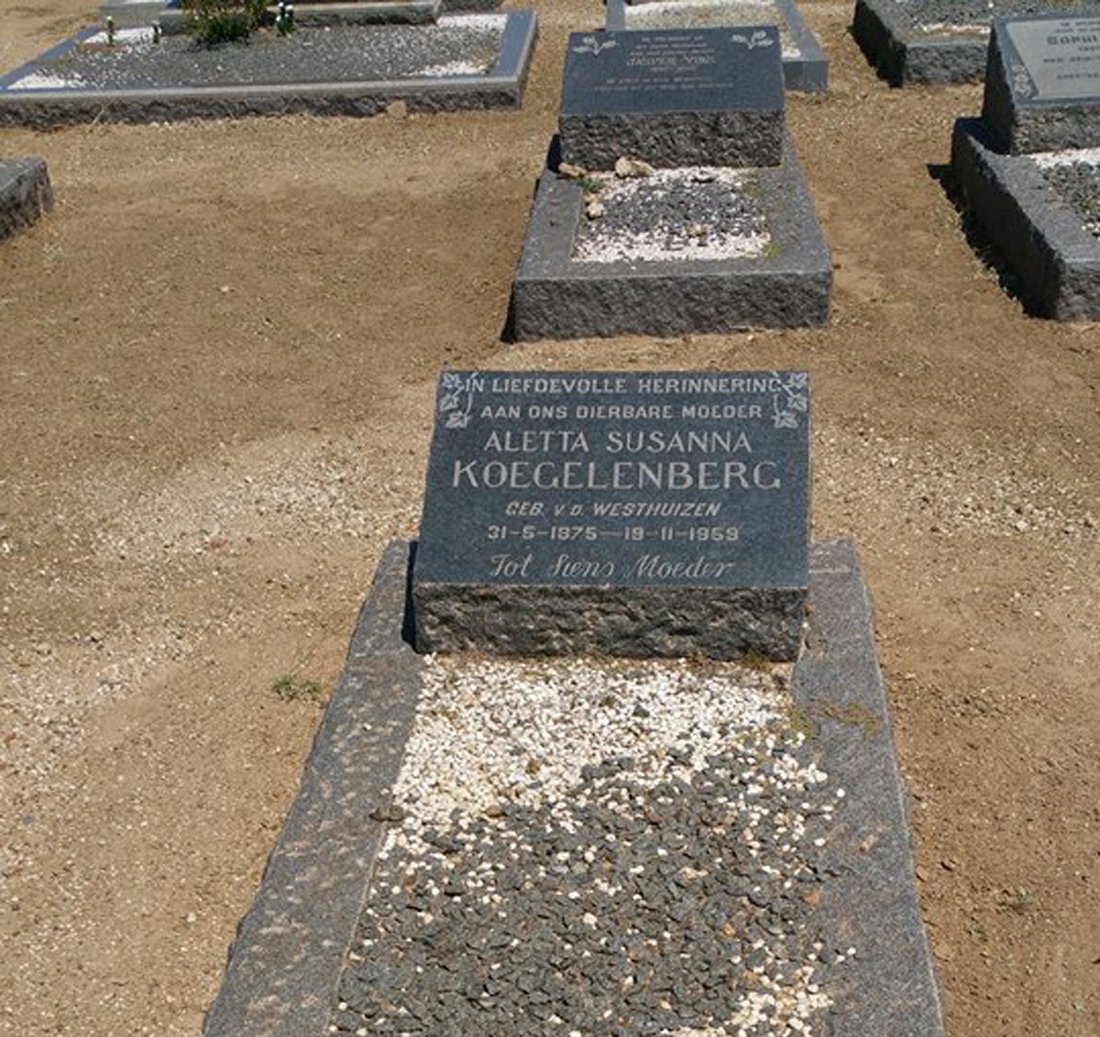 KOEGELENBERG Aletta Susanna nee V.D. WESTHUIZEN 1875-1959