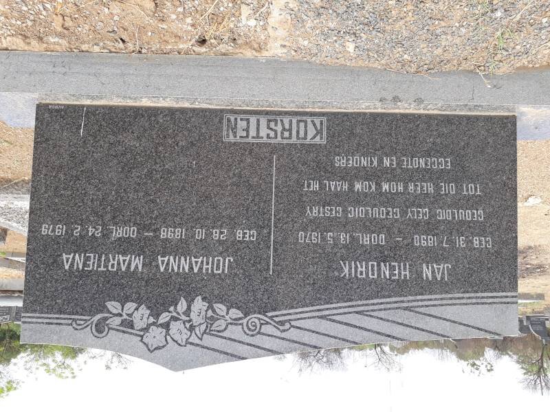 KORSTEN Jan Hendrik 1890-1970 &amp; Johanna Martiena 1898-1979