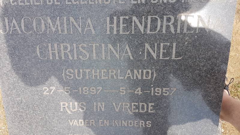 NEL Jacomina Hendriena Christina nee SUTHERLAND 1897-1957