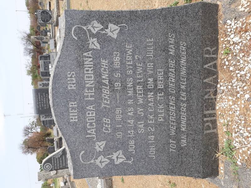 PIENAAR Jacoba Hendrina nee TERBLANCHE 1891-1963