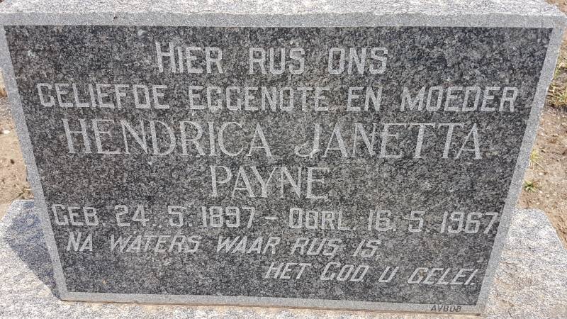 PAYNE Hendrica Janetta 1897-1967