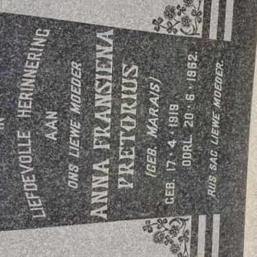 PRETORIUS Anna Fransiena nee MARAIS 1919-1962