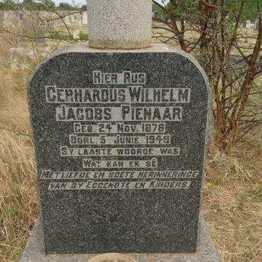 PIENAAR Gerhardus Wilhelm Jacobs 1878-1949