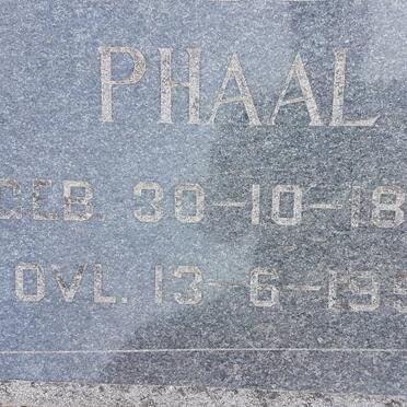 PHAAL Jan Lodewicus 1889-1958