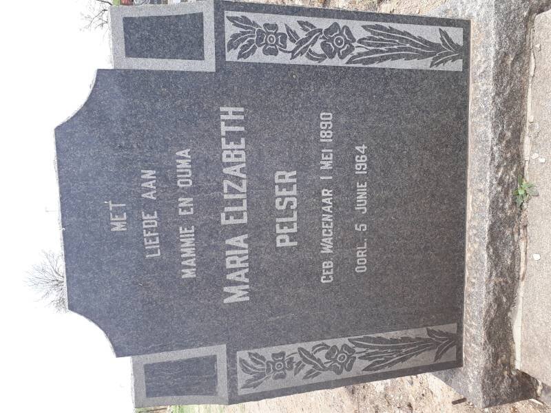 PELSER Maria Elizabeth nee WAGENAAR 1890-1964