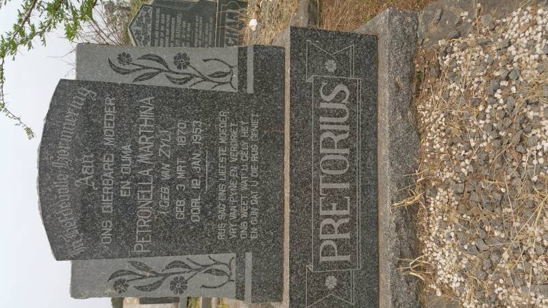 PRETORIUS Petronella Marthina nee VAN ZYL 1870-1953