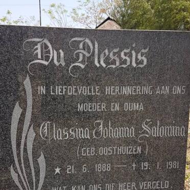 PLESSIS Classina Johanna Salomina, du nee OOSTHUIZEN 1888-1981