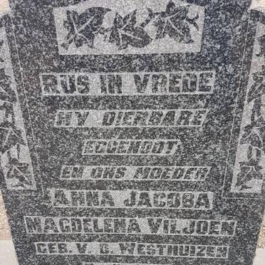 VILJOEN Anna Jacoba Magdelena nee V.D. WESTHUIZEN 1880-1952