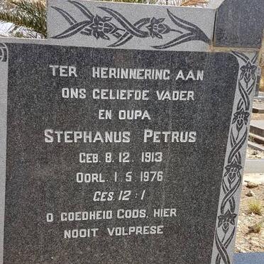 WESSELS Stephanus Petrus 1913-1976 &amp; Elizabeth Maria Johanna NIEUWOUDT 1917-1972 