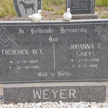 WEYER Frederick W.C. 1904-1965 &amp; Johanna C. 1908-1986