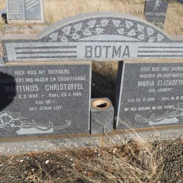 BOTMA Martinus Christoffel 1892-1968 &amp; Maria Elizabeth JOUBERT 1895-1972