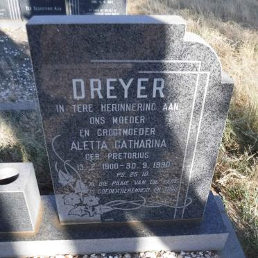 DREYER Aletta Catharina nee PRETORIUS 1900-1990