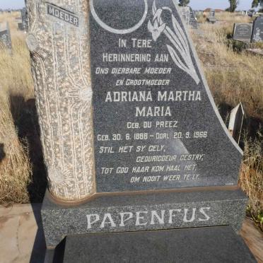 PAPENFUS Adriana Martha Maria nee DU PREEZ 1888-1966