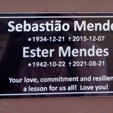 MENDES Sebastiao 1934-2015 & Ester 1942-2021