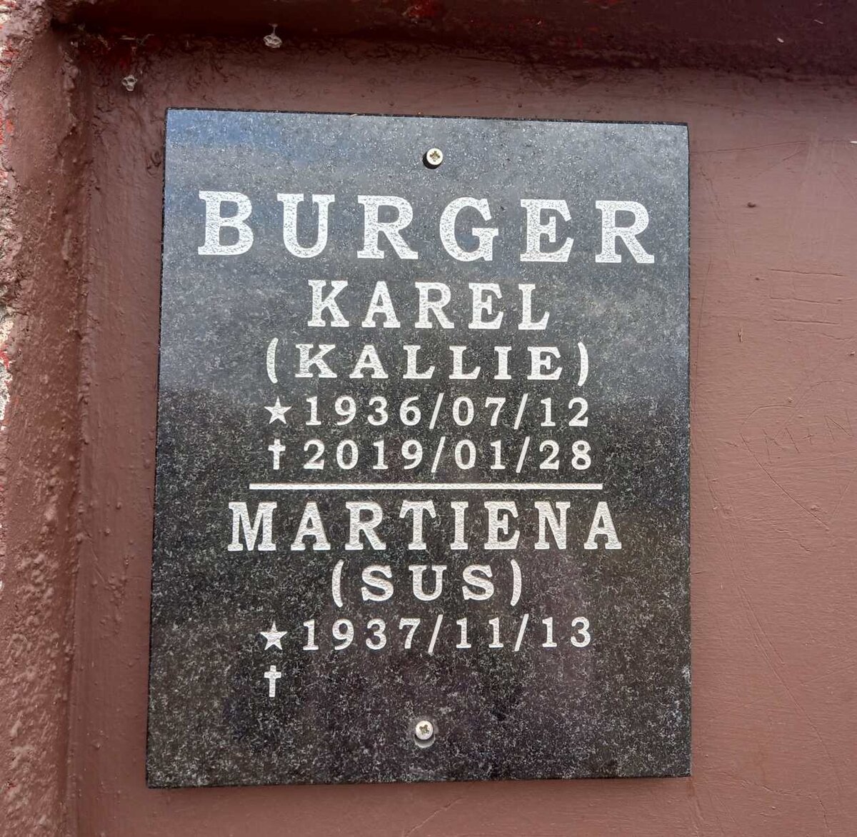 BURGER Karel 1936-2019 & Martiena 1937-