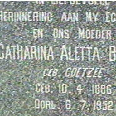 BENDER Catharina Aletta nee COETZEE 1886-1952