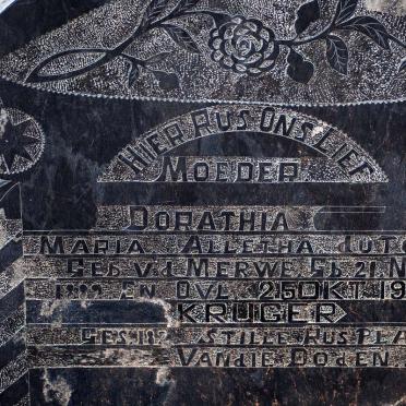 KRUGER Dorathia Maria Alletha voorheen DU TOIT nee V.D. MERWE 1889-1967