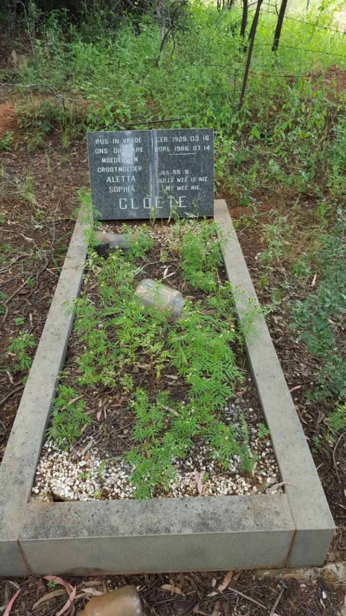 CLOETE Aletta Sophia 1929-1986